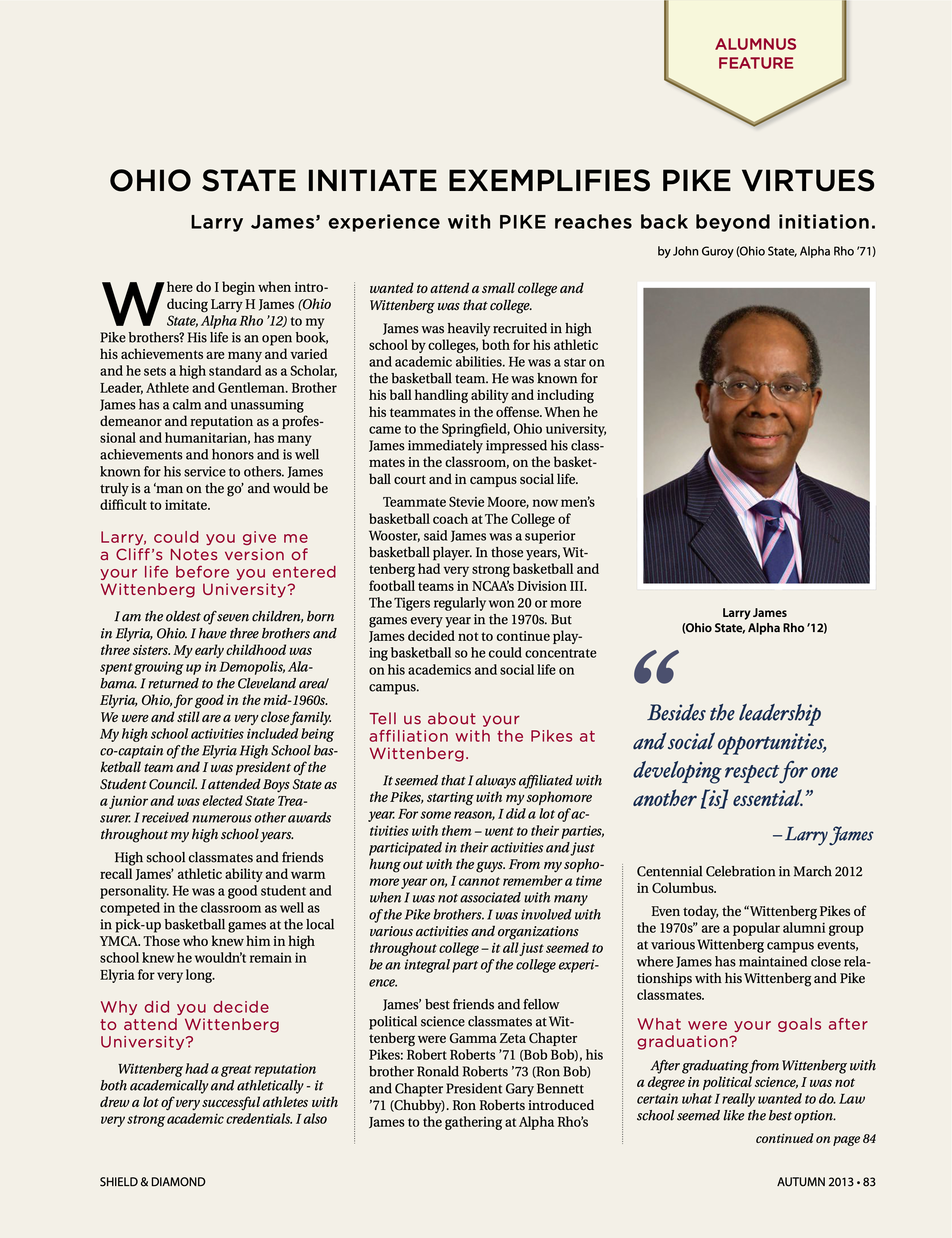 Ohio State Initiate Exemplifies Pike Virtues